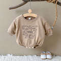 Baby Dinosaur Embroidered Cotton Blend Long Sleeve Romper 1-18Months