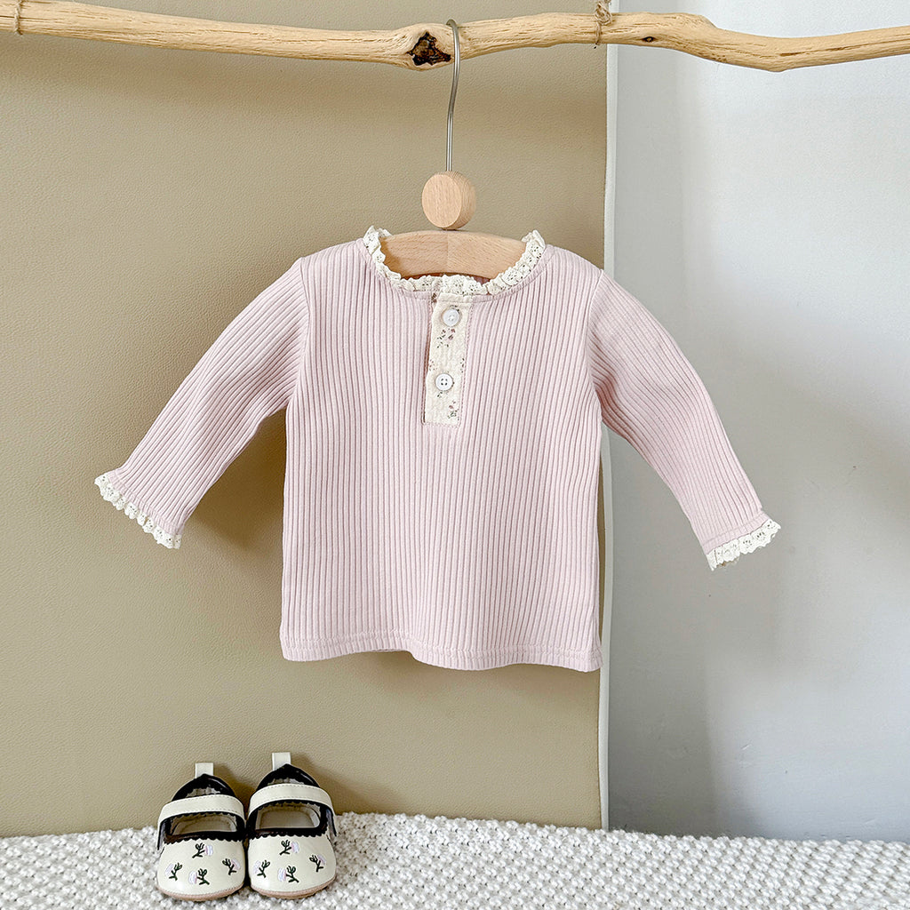 Baby Girls Cotton Ruffle Trim Long Sleeve T-Shirt Spring Autumn 6Months-7Years