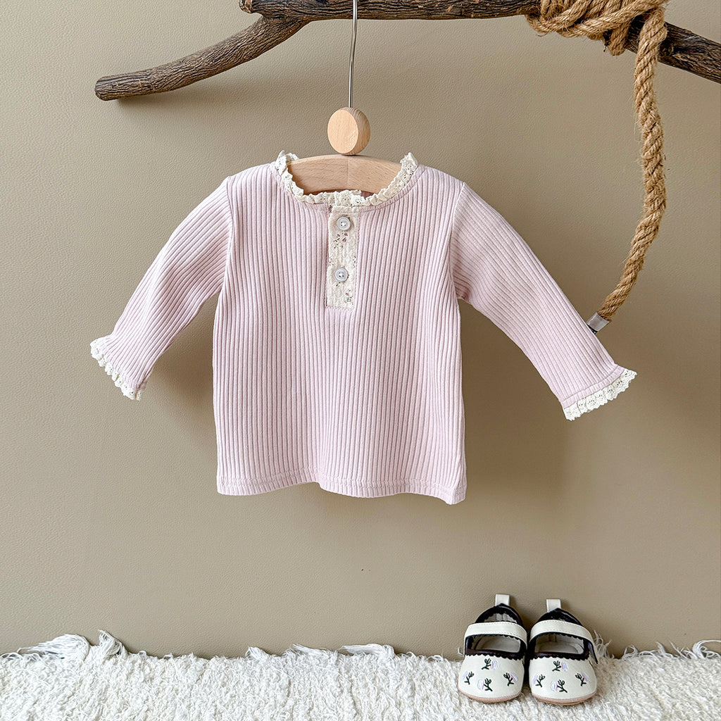 Baby Girls Cotton Ruffle Trim Long Sleeve T-Shirt Spring Autumn 6Months-7Years