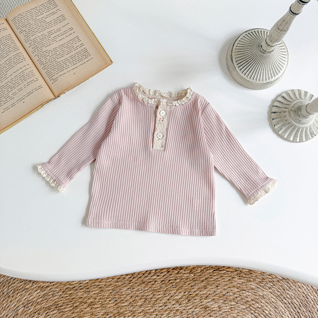 Baby Girls Cotton Ruffle Trim Long Sleeve T-Shirt Spring Autumn 6Months-7Years