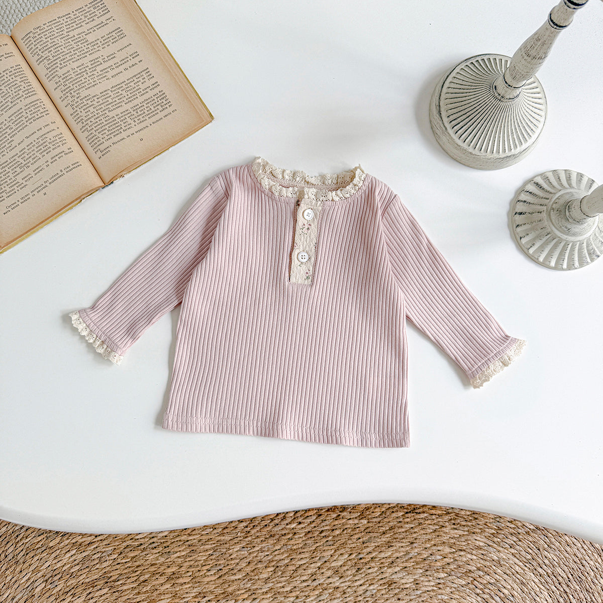 Baby Girls Cotton Ruffle Trim Long Sleeve T-Shirt Spring Autumn 6Months-7Years