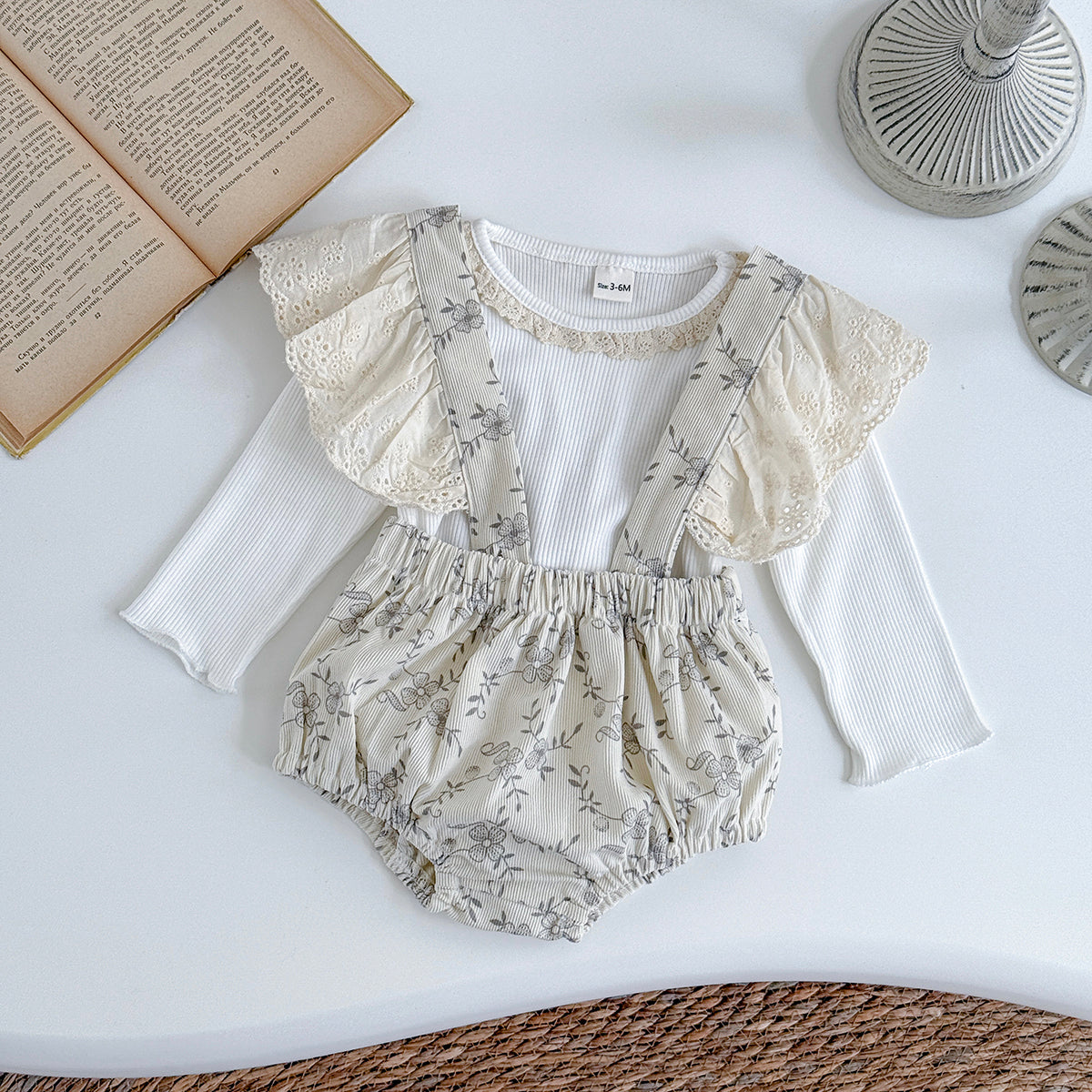 Baby Girls Floral Print Suspender Outfit Set 1-18Months
