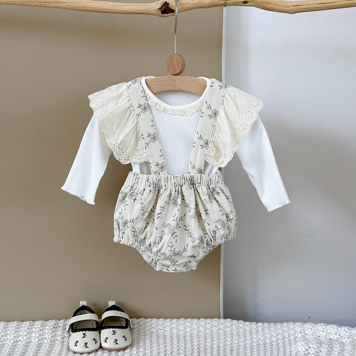 Baby Girls Floral Print Suspender Outfit Set 1-18Months