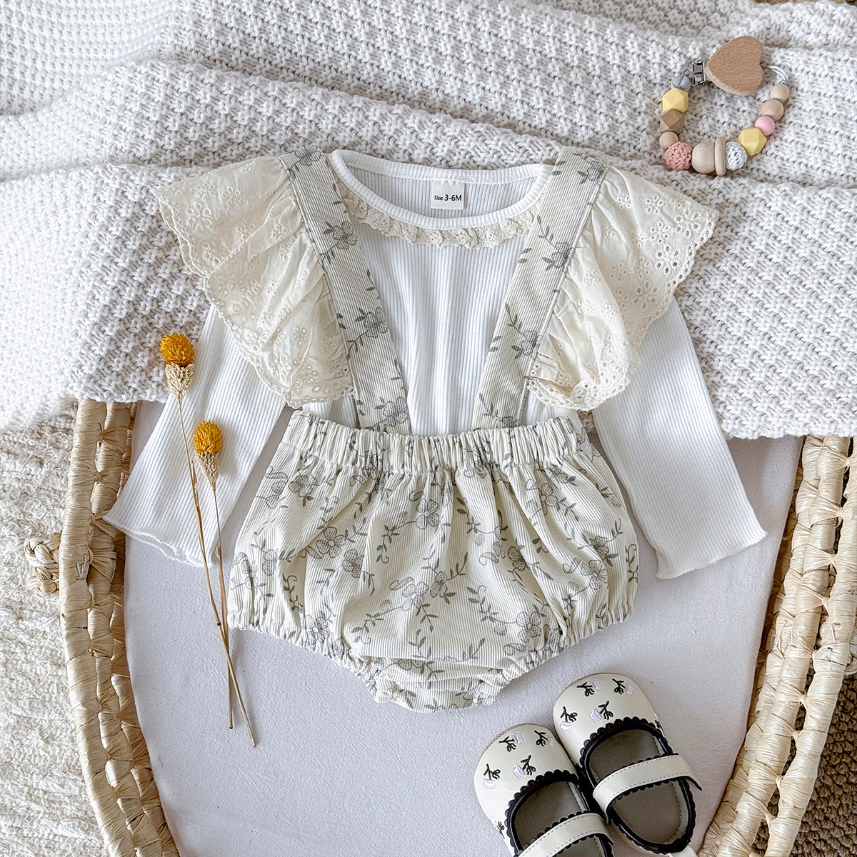 Baby Girls Floral Print Suspender Outfit Set 1-18Months