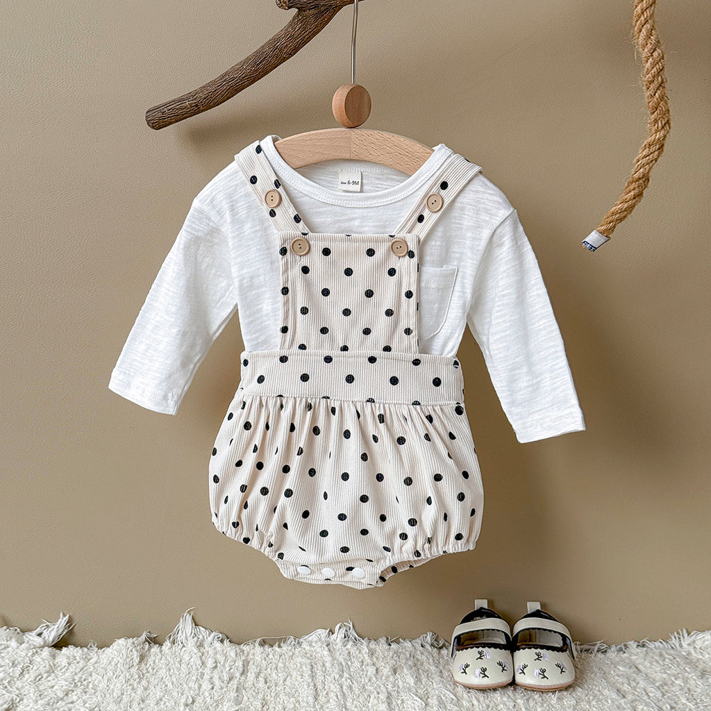 Baby Polka Dot Print Sleeveless Romper Spring Autumn Casual Outfit 0-18 Months Old