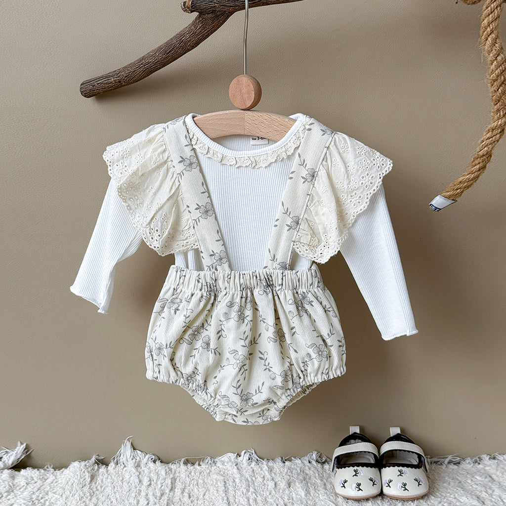 Baby Girls Floral Print Suspender Outfit Set 1-18Months