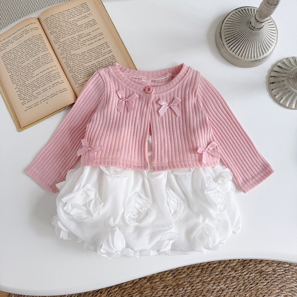 Baby Girls Rose Print Long Sleeve Dress Set 6Months-3Years