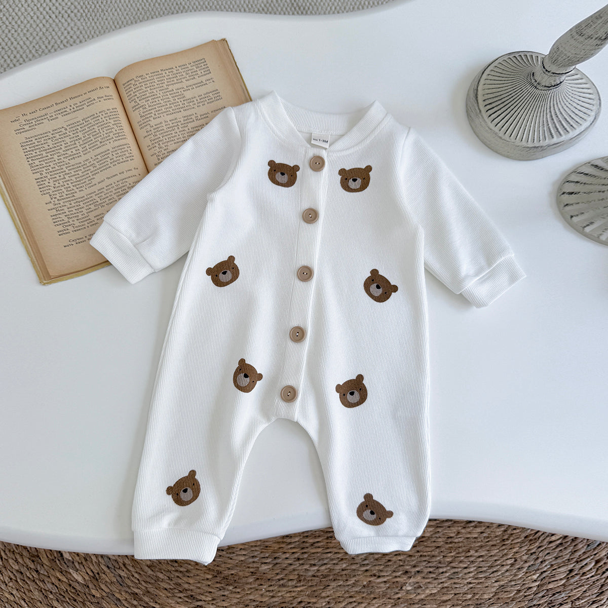 Baby Bear Print Long Sleeve Romper Jumpsuit 1-18Months