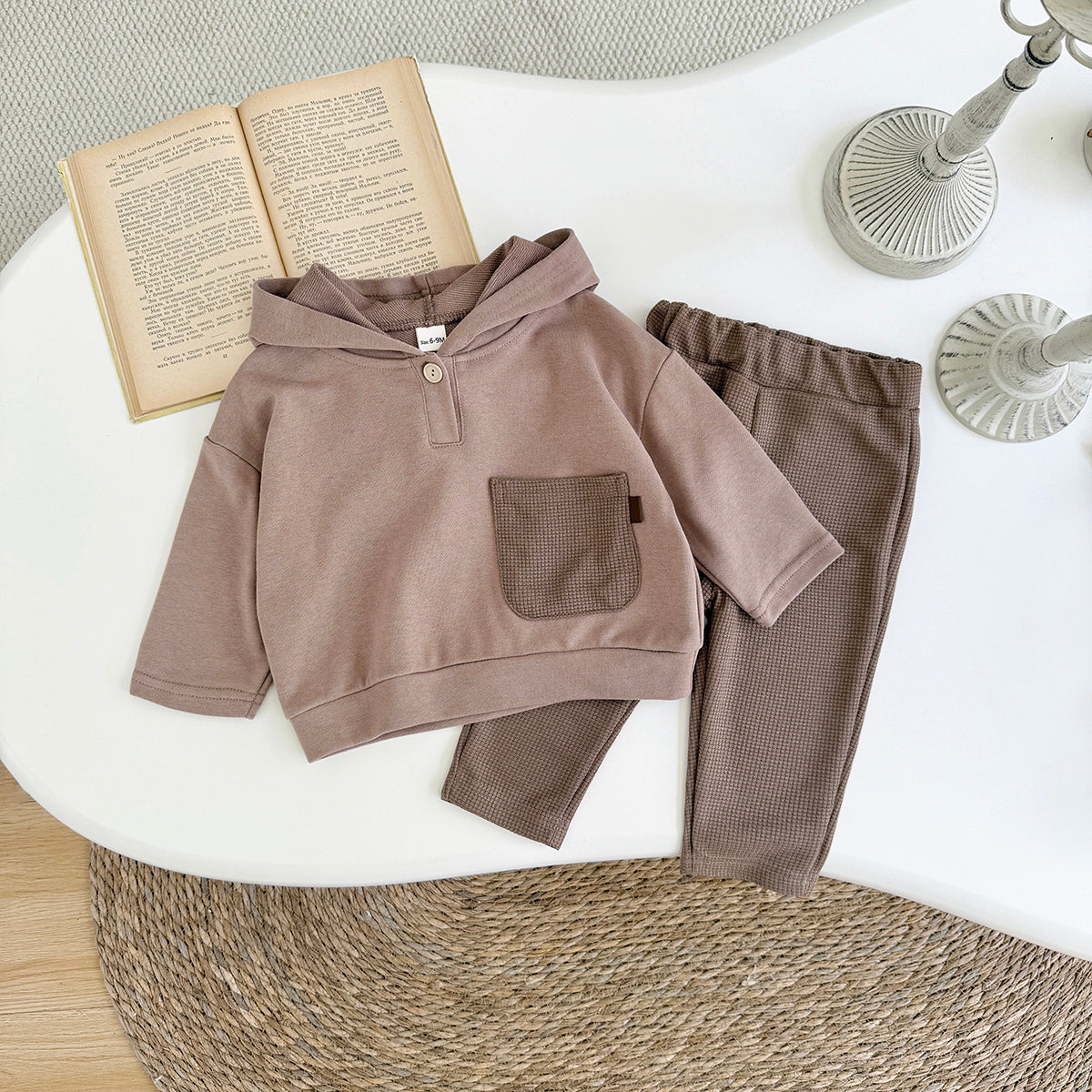 Baby Hooded Long Sleeve Top and Pants Outfit Set 6Months-3years