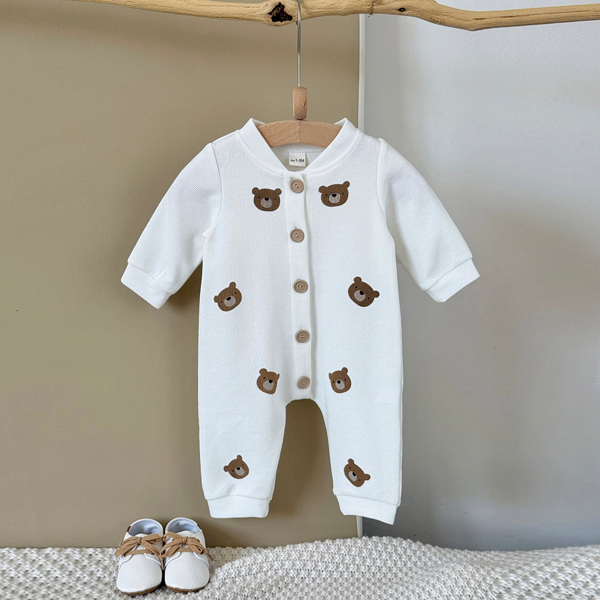 Baby Bear Print Long Sleeve Romper Jumpsuit 1-18Months
