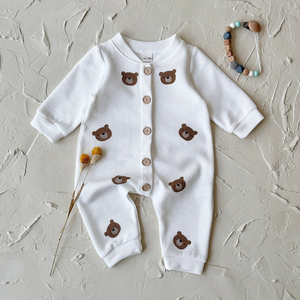 Baby Bear Print Long Sleeve Romper Jumpsuit 1-18Months
