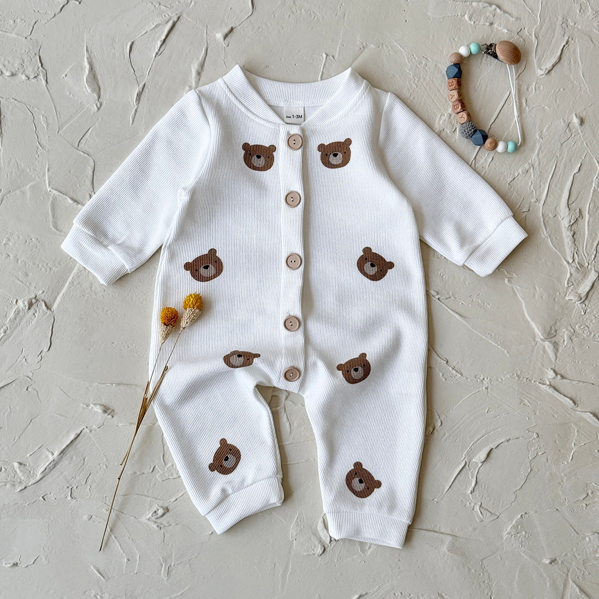 Baby Bear Print Long Sleeve Romper Jumpsuit 1-18Months