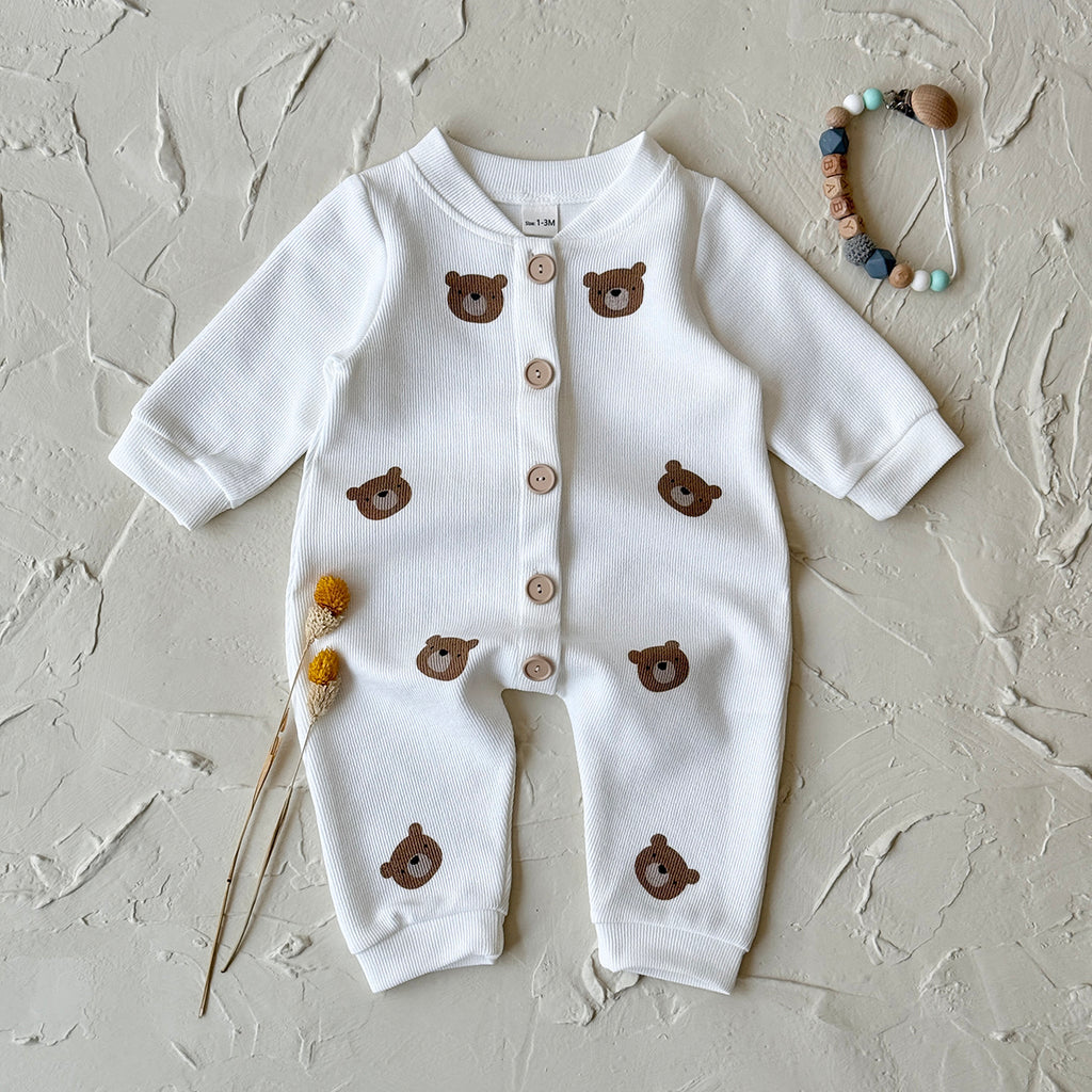 Baby Bear Print Long Sleeve Romper Jumpsuit 1-18Months