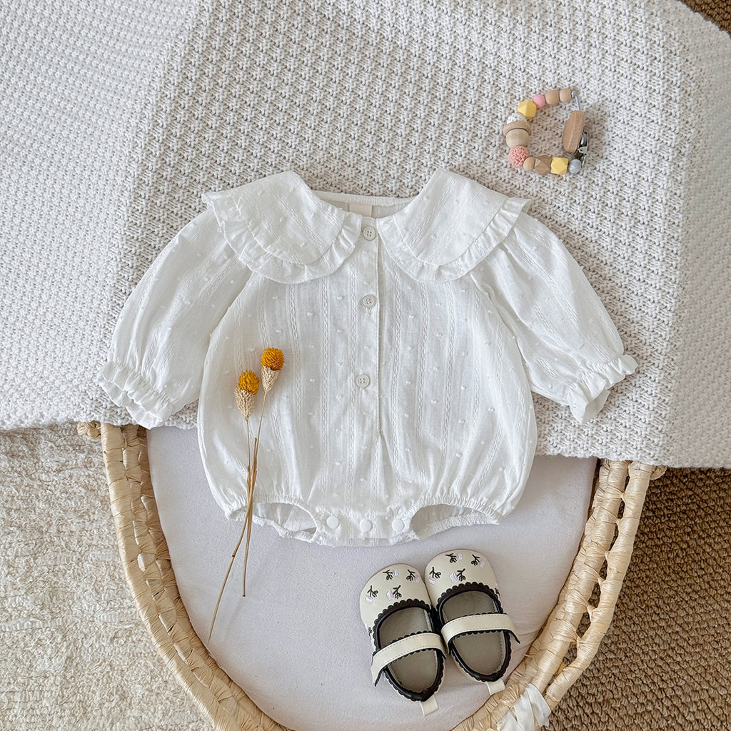 Baby Girls Polka Dot Ruffle Collar Long Sleeve Romper 1-18Months