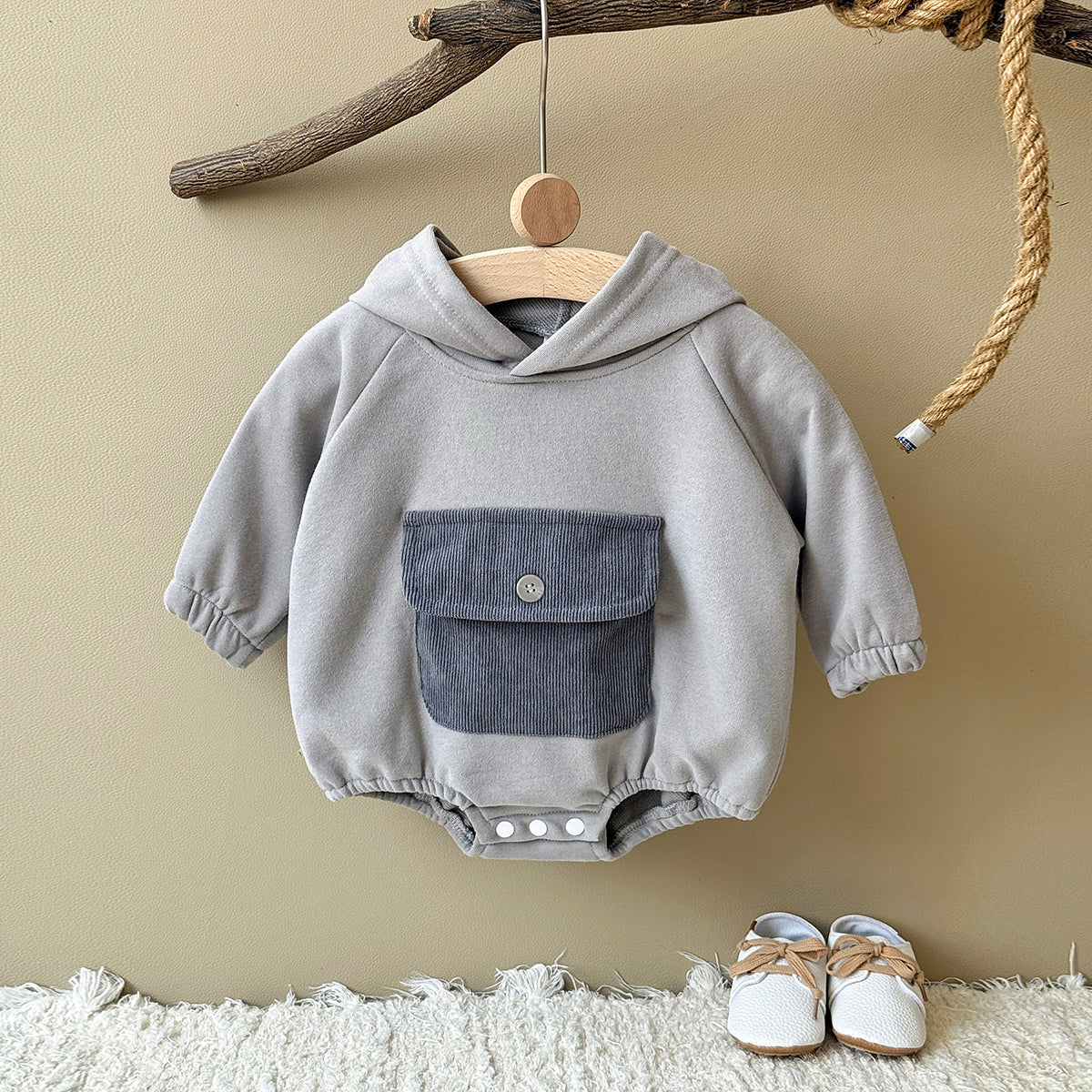 Baby Hooded Long Sleeve Cotton Blend Romper Spring Autumn 1-18 Months Old