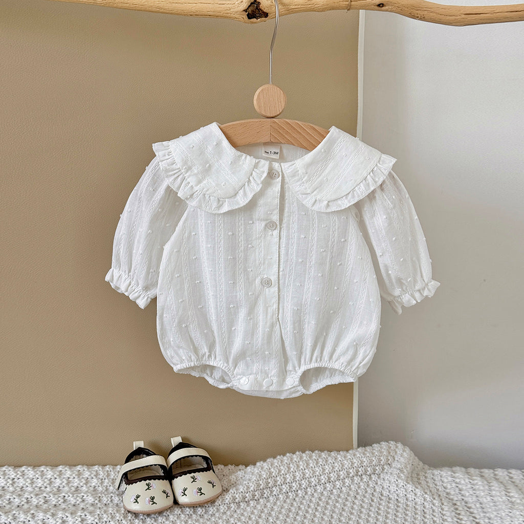 Baby Girls Polka Dot Ruffle Collar Long Sleeve Romper 1-18Months