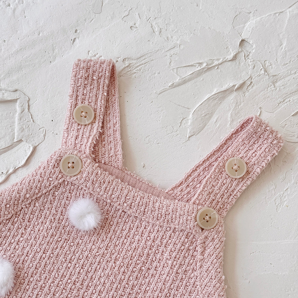 Baby Girls Pink Knit Suspender Romper 1-18Months