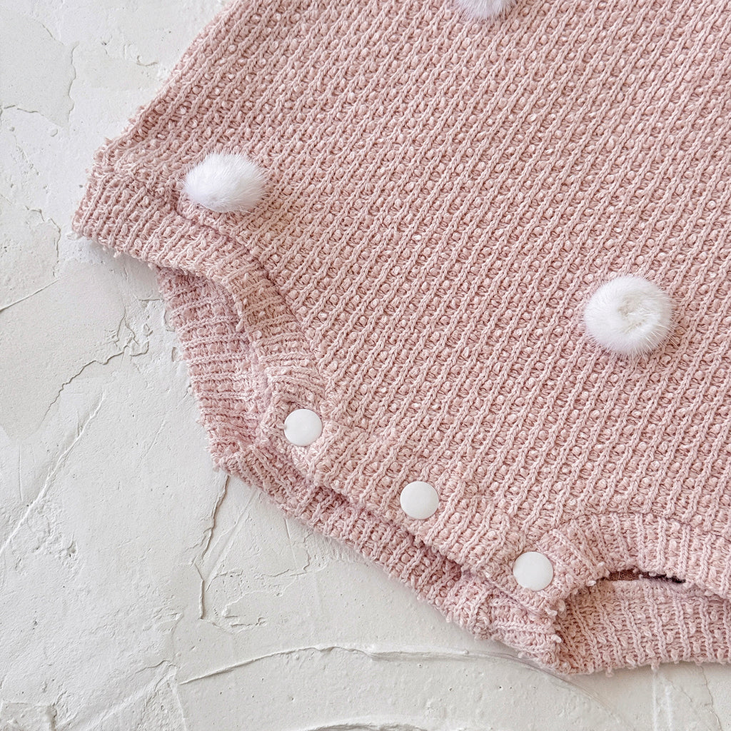Baby Girls Pink Knit Suspender Romper 1-18Months