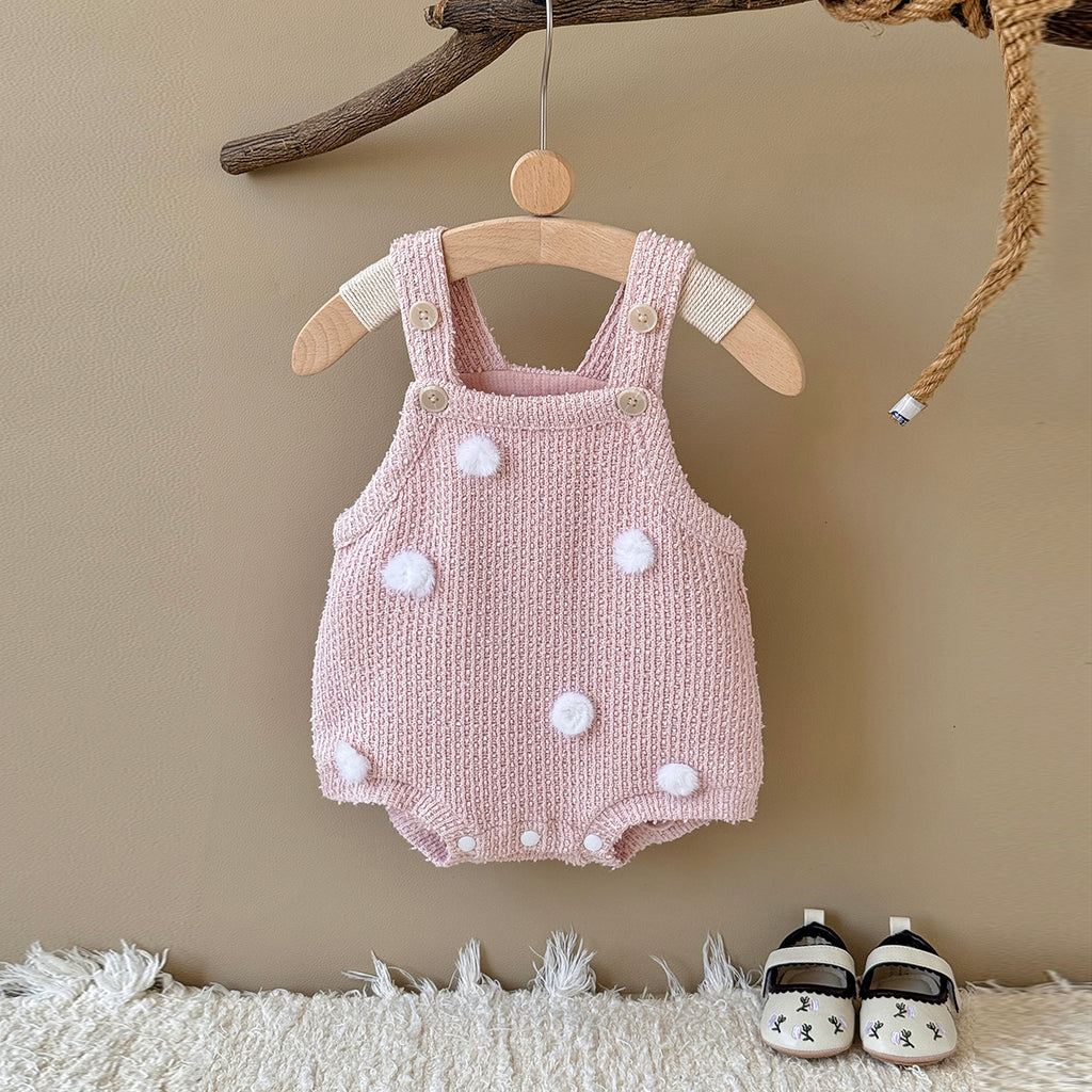 Baby Girls Pink Knit Suspender Romper 1-18Months