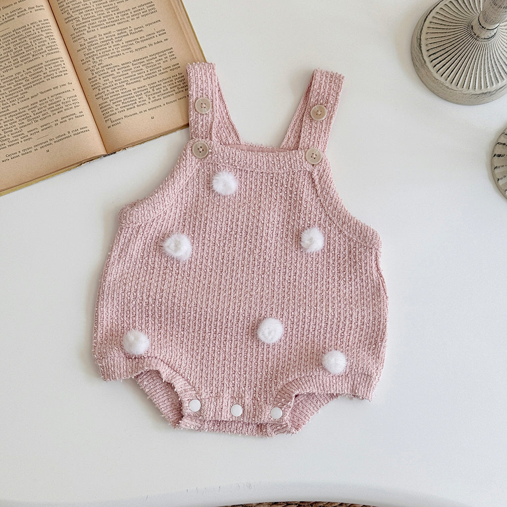 Baby Girls Pink Knit Suspender Romper 1-18Months