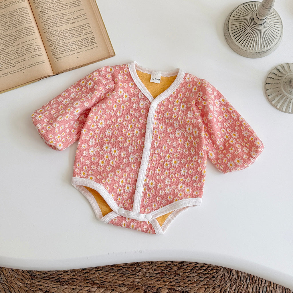 Baby Girls Pink Button Front Cardigan Romper 1-18Months