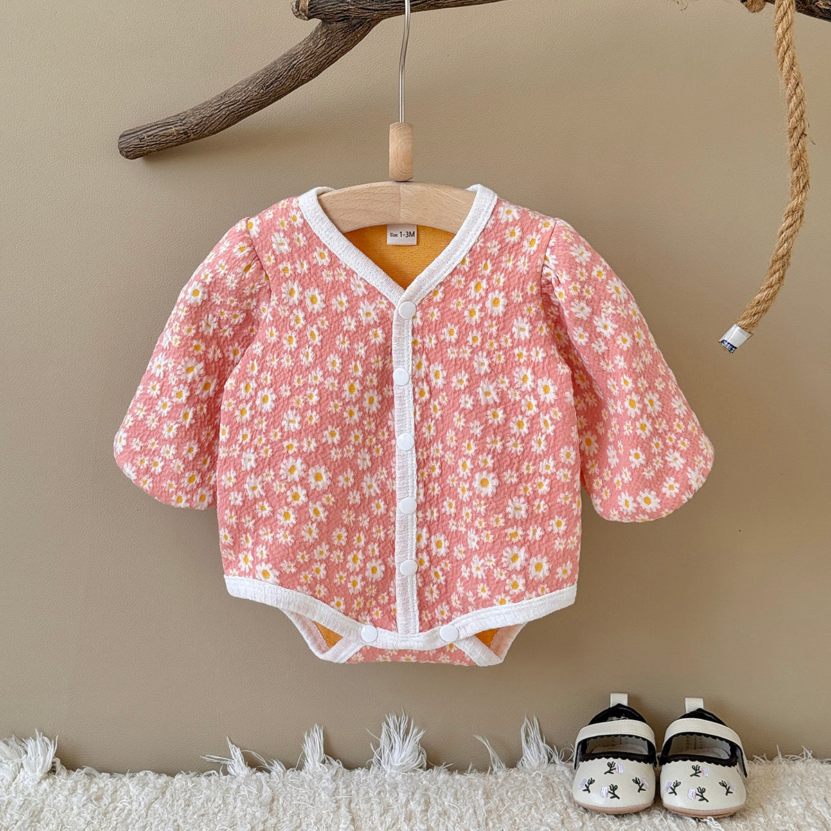 Baby Girls Pink Button Front Cardigan Romper 1-18Months