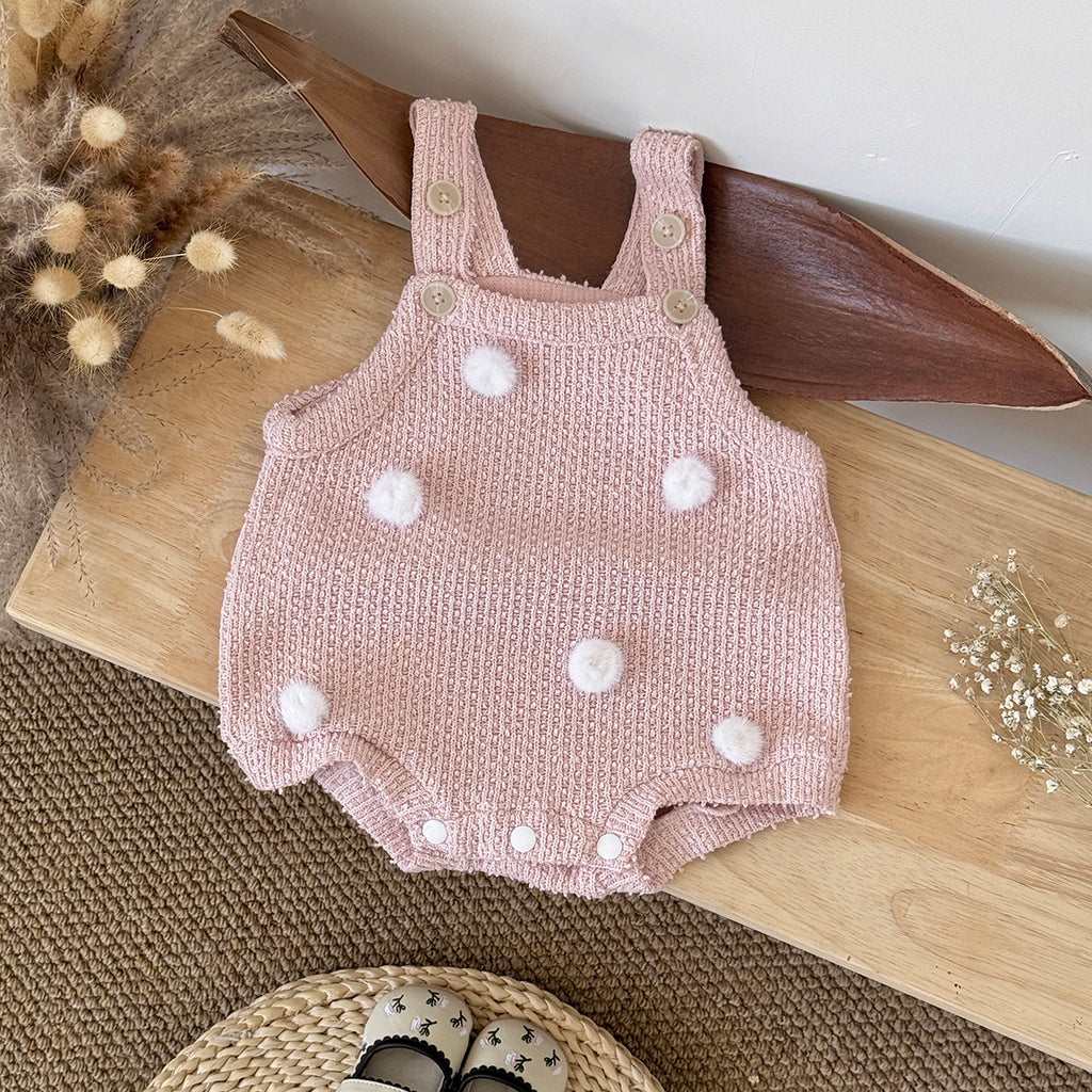 Baby Girls Pink Knit Suspender Romper 1-18Months