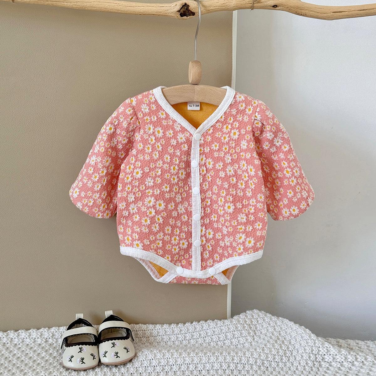 Baby Girls Pink Button Front Cardigan Romper 1-18Months