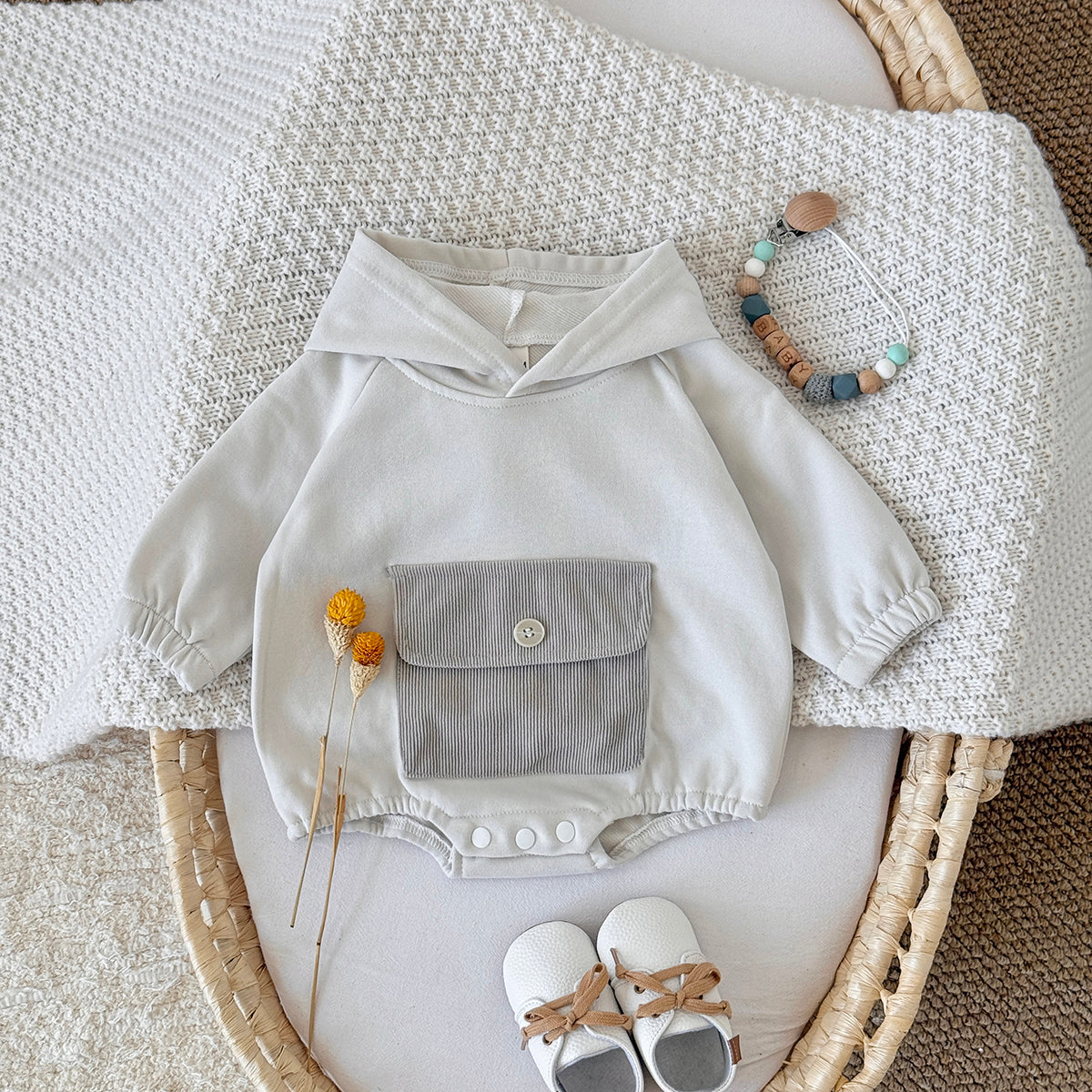 Baby Hooded Long Sleeve Cotton Blend Romper Spring Autumn 1-18 Months Old