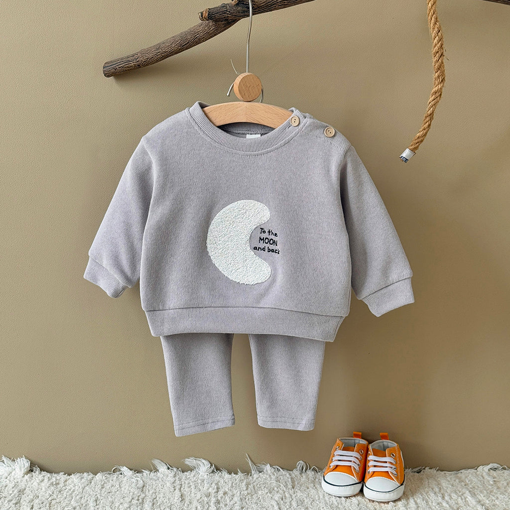 Baby Moon Embroidered Top and Pants Outfit Set 6Months-3Years