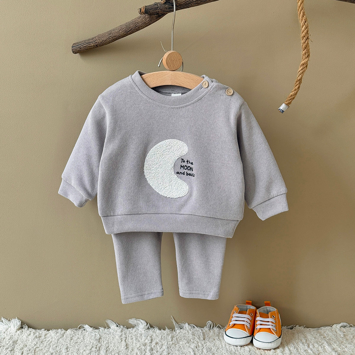 Baby Moon Embroidered Top and Pants Outfit Set 6Months-3Years