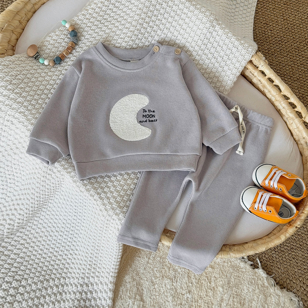 Baby Moon Embroidered Top and Pants Outfit Set 6Months-3Years