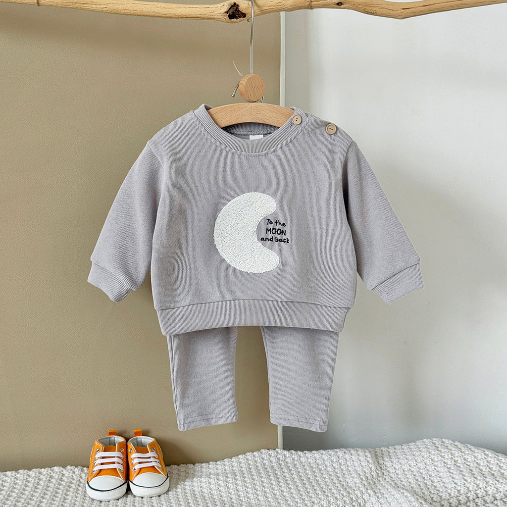 Baby Moon Embroidered Top and Pants Outfit Set 6Months-3Years