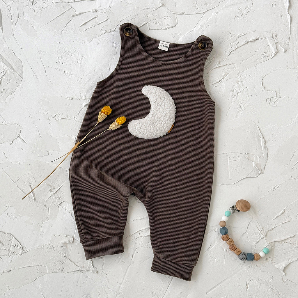 Baby Moon Embroidered Suspender Overalls Pants 1-18Months