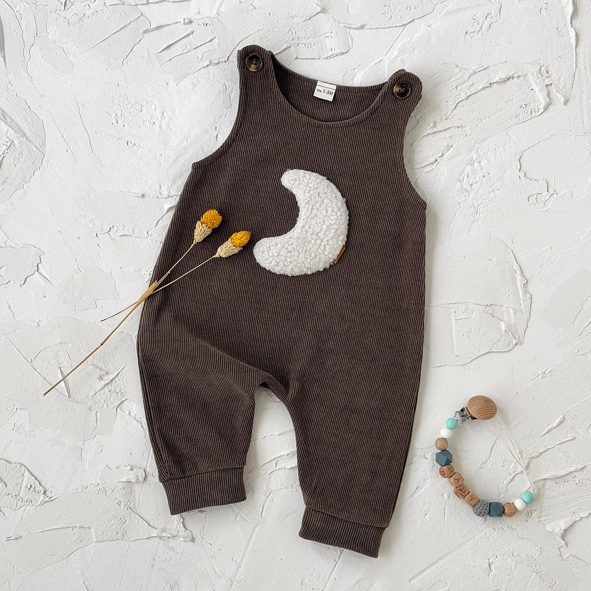 Baby Moon Embroidered Suspender Overalls Pants 1-18Months