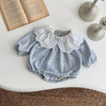 Baby Girls Blue Ruffle Collar Long Sleeve Romper 1-18Months