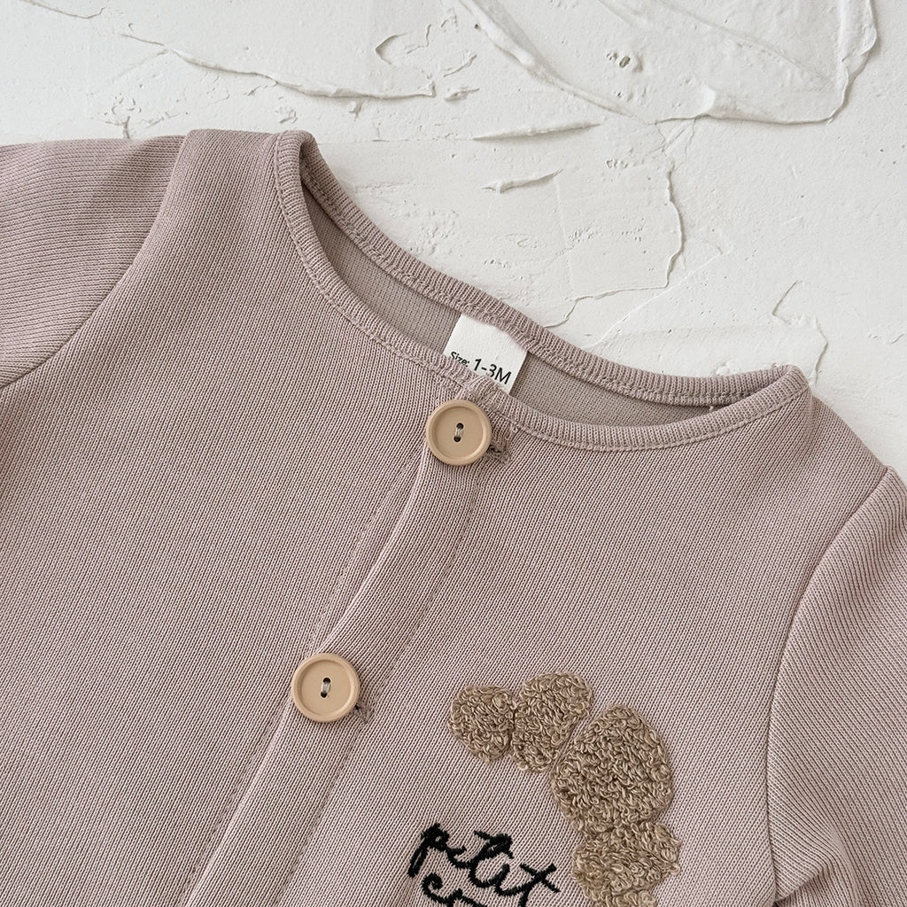Neutral Baby Cookie Embroidered Long Sleeve Jumpsuit 1-18 Months