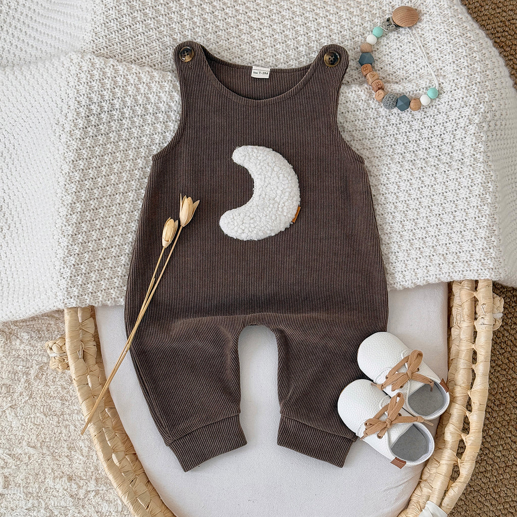 Baby Moon Embroidered Suspender Overalls Pants 1-18Months