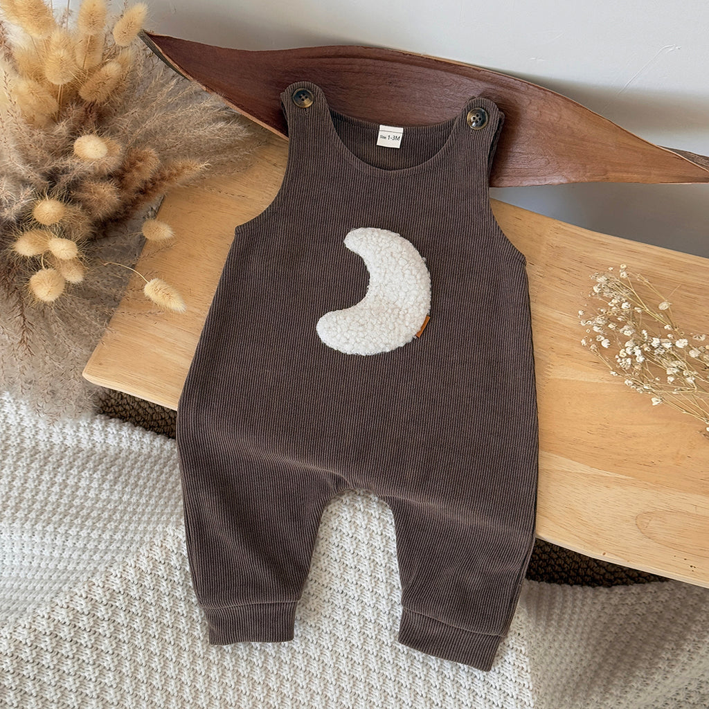 Baby Moon Embroidered Suspender Overalls Pants 1-18Months
