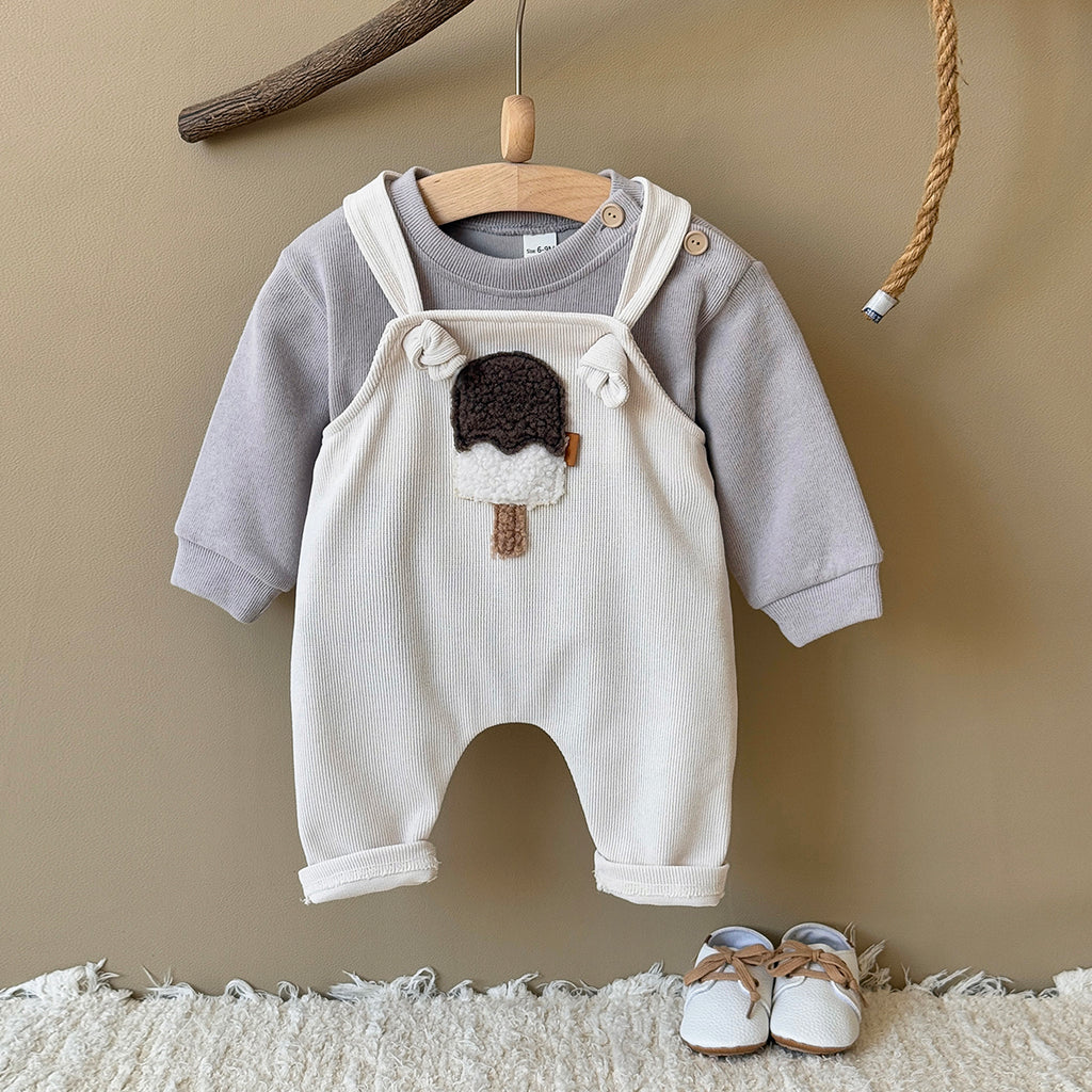 Baby Ice Cream Pattern Suspender Overalls Pants 1-18Months