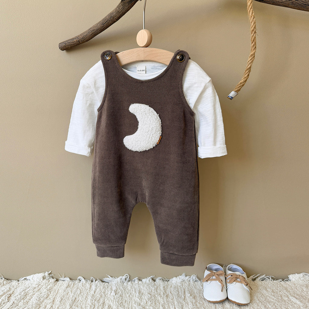 Baby Moon Embroidered Suspender Overalls Pants 1-18Months