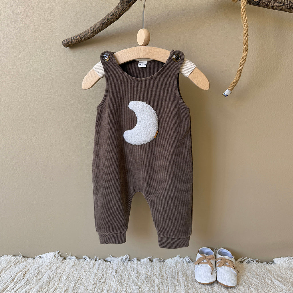 Baby Moon Embroidered Suspender Overalls Pants 1-18Months