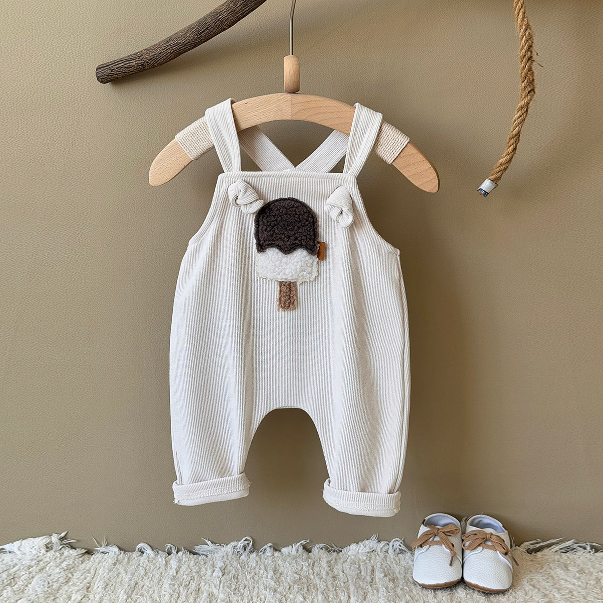 Baby Ice Cream Pattern Suspender Overalls Pants 1-18Months
