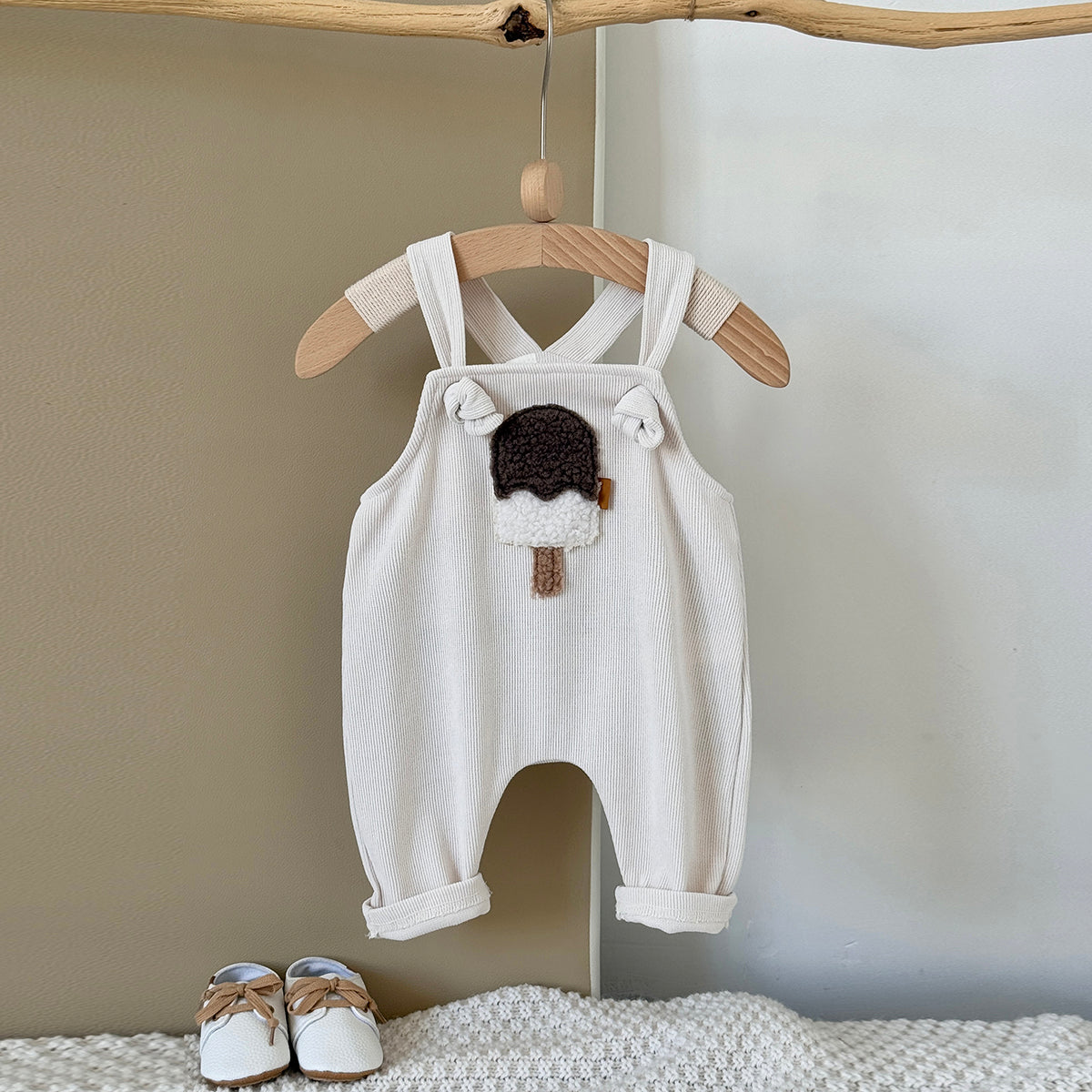 Baby Ice Cream Pattern Suspender Overalls Pants 1-18Months