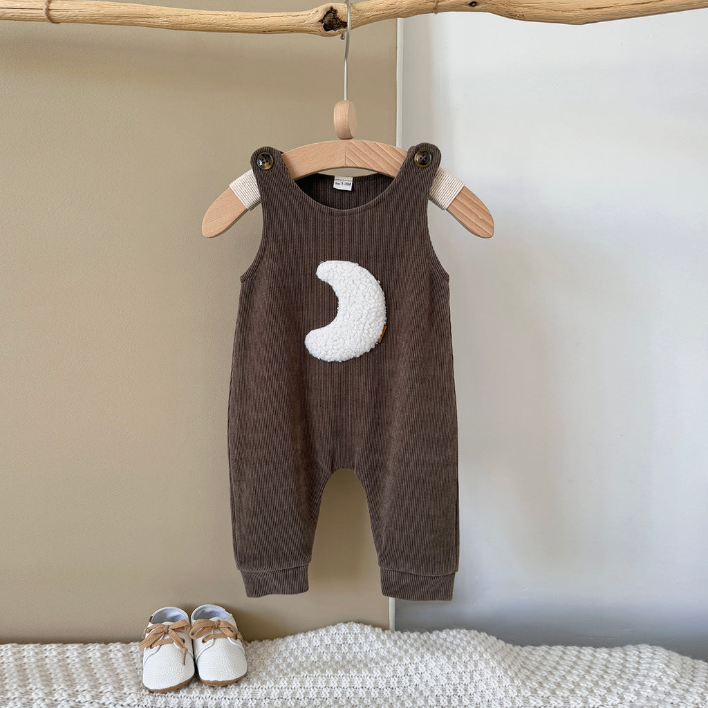 Baby Moon Embroidered Suspender Overalls Pants 1-18Months