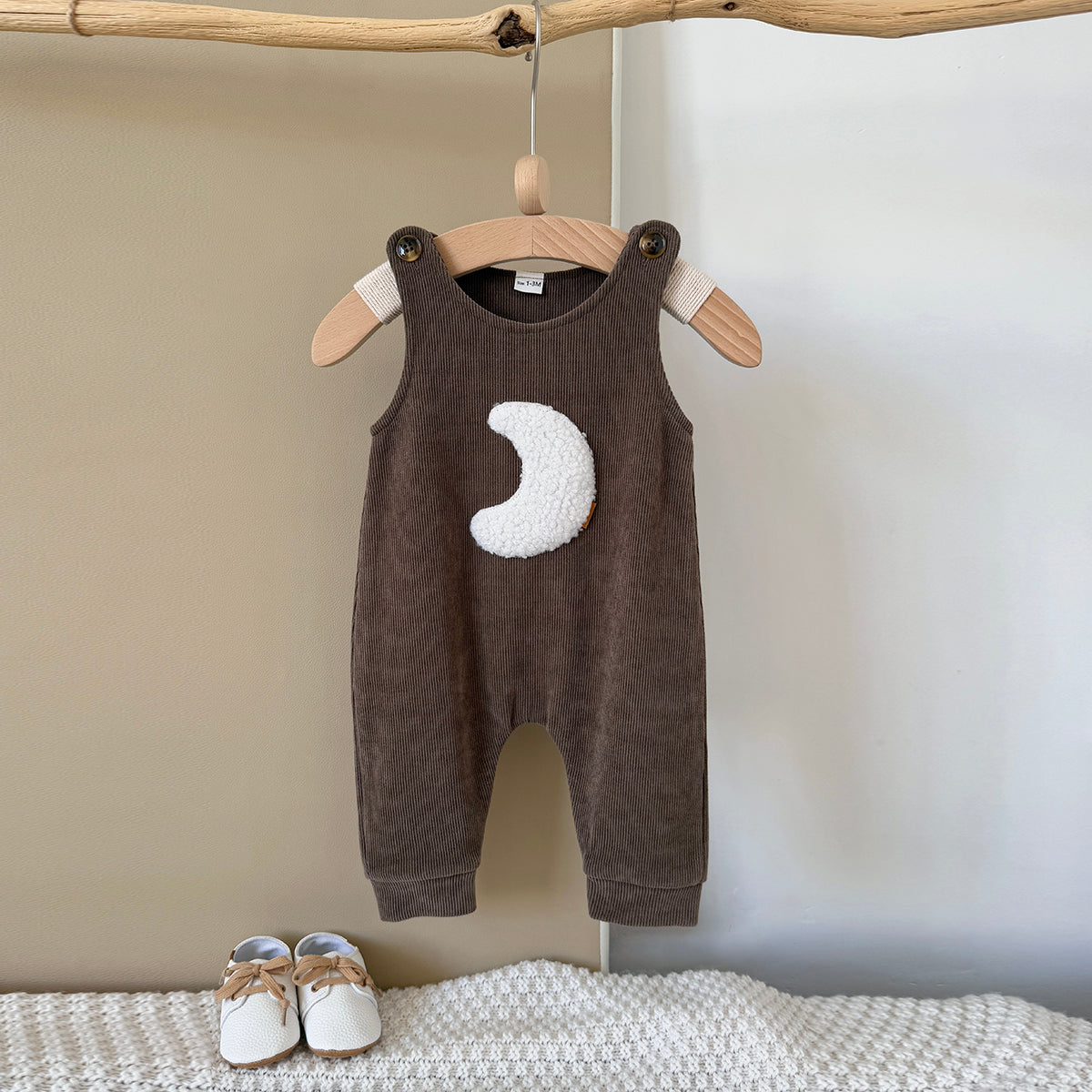 Baby Moon Embroidered Suspender Overalls Pants 1-18Months