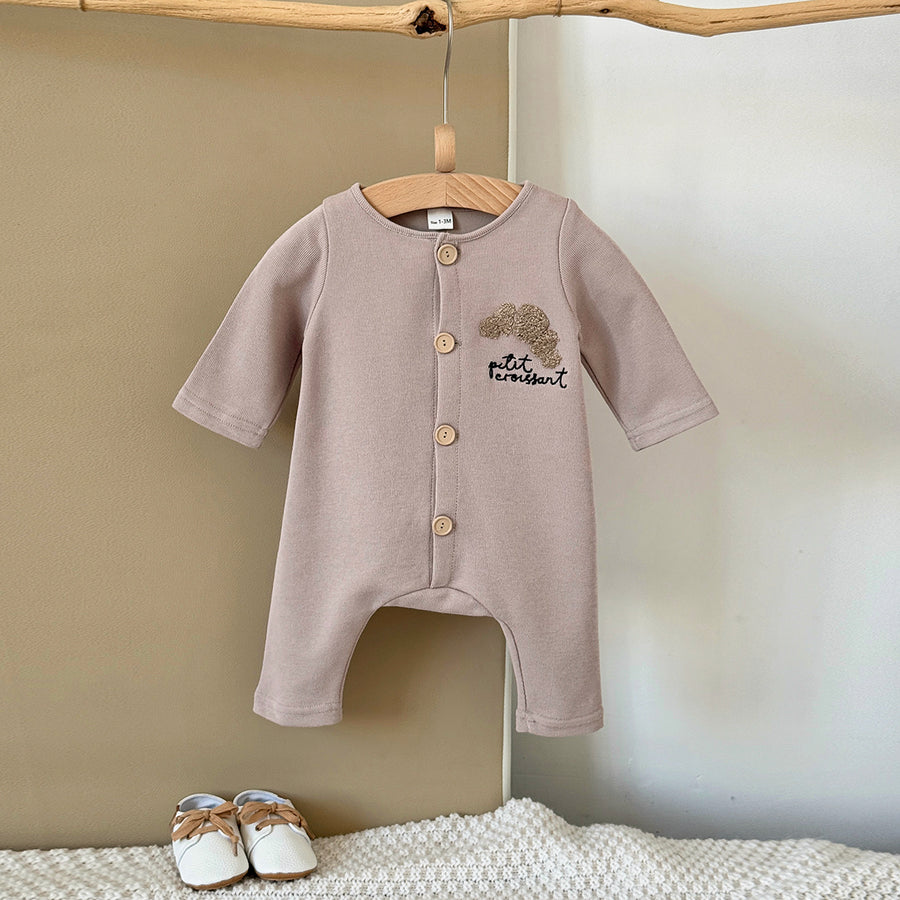 Neutral Baby Cookie Embroidered Long Sleeve Jumpsuit 1-18 Months