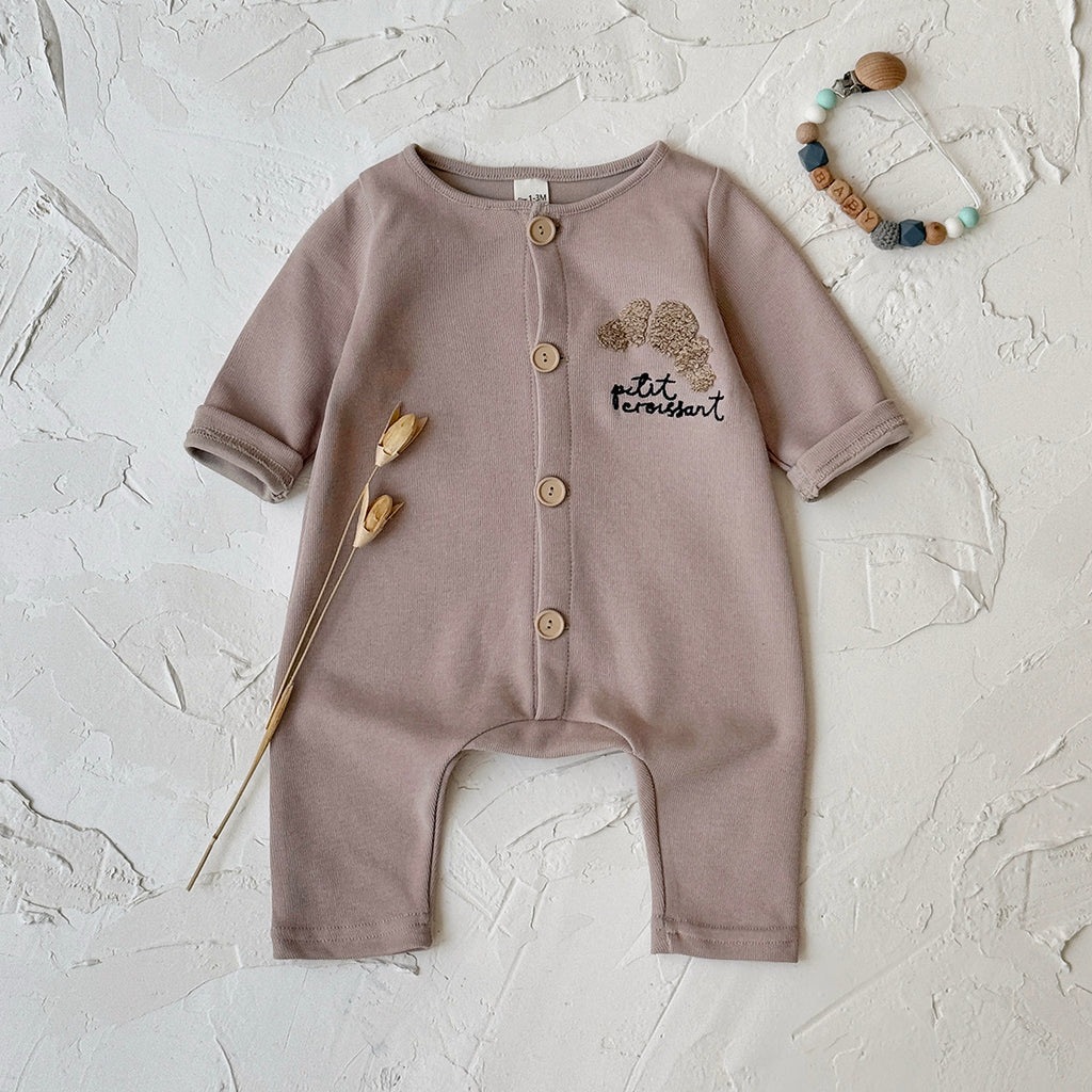 Neutral Baby Cookie Embroidered Long Sleeve Jumpsuit 1-18 Months