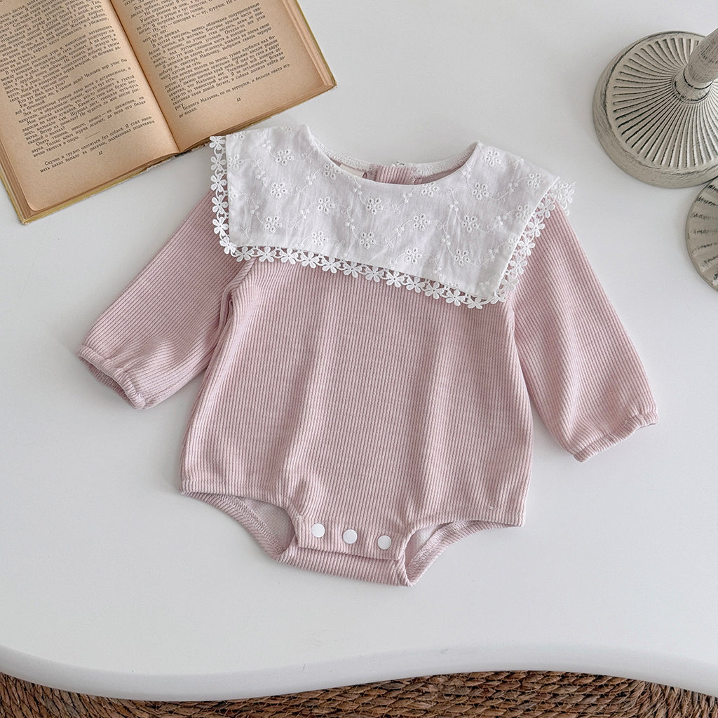 Baby Girls Pink Ruffle Collar Long Sleeve Romper 1-18Months