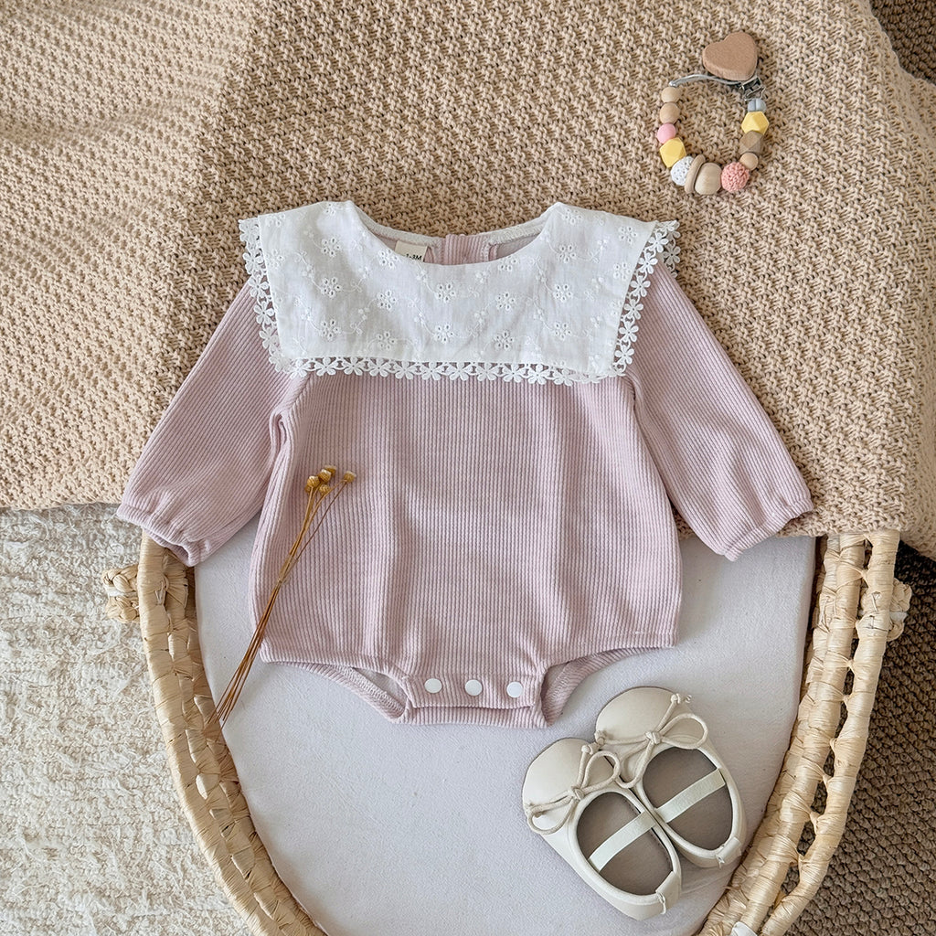 Baby Girls Pink Ruffle Collar Long Sleeve Romper 1-18Months